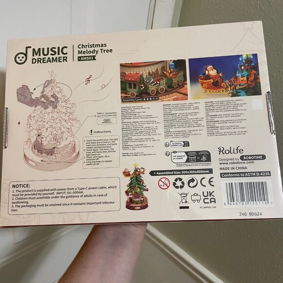 Rolife 3D Puzzle Christmas Melody Tree Music Box Dreamer Wooden DIY Kit - Picture 5 of 9